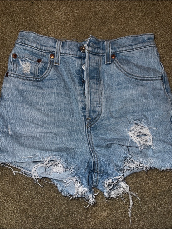 Levi's Pants - Levi’s Ribcage Shorts 25 High Rise Distressed Cutoff Denim Button Fly
